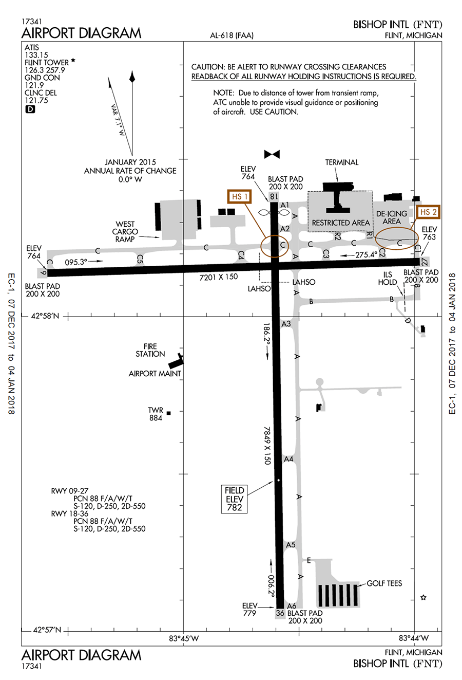 Airport Diagram vector graphic of how the runway is laid out.